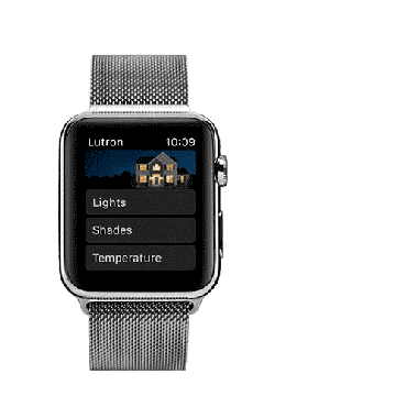 Apple watch demonstrating how to use Lutron smart lighting