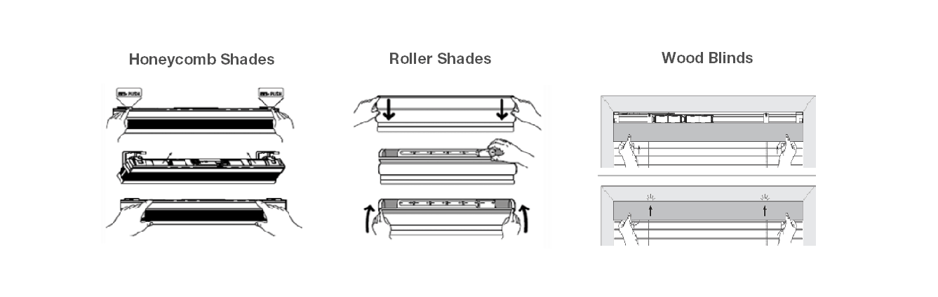 Comparison of changing batteries between Honeycomb Shades, Roller Shades, and Wood Blinds
